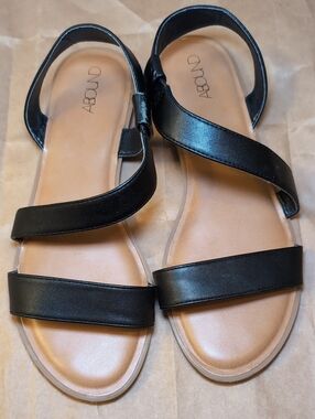 Abound Black Cross-Strap Slingback Sandals